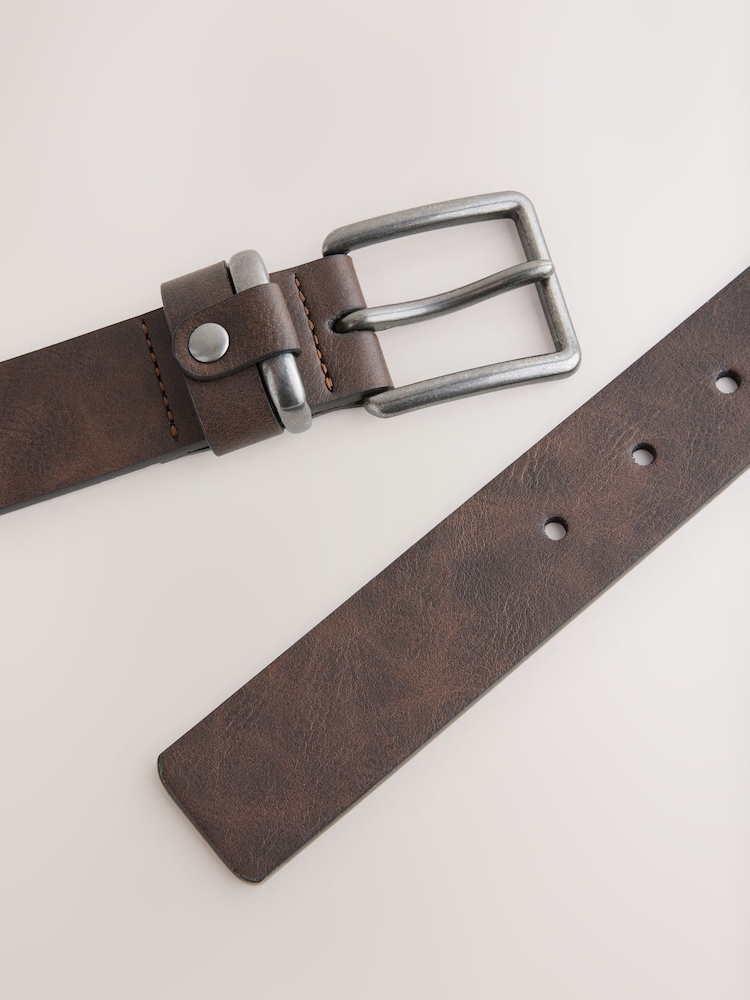 Dark Brown Faux Leather Casual Belt - Image 3 of 3 Dark Brown Faux Leather Casual Belt - Image 3 of 3