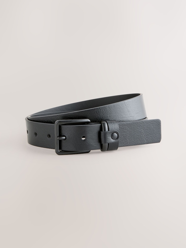 Black Faux Leather Casual Belt - Image 1 of 3 Black Faux Leather Casual Belt - Image 1 of 3