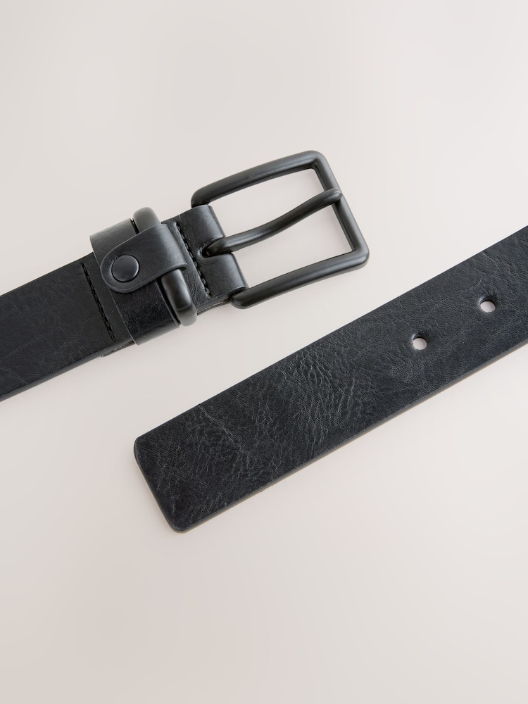 Black Faux Leather Casual Belt - Image 3 of 3 Black Faux Leather Casual Belt - Image 3 of 3