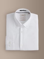 White Slim Fit Signature Cotton Button Down Collar Oxford Smart Shirt - Image 6 of 8