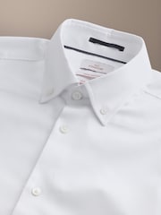 White Slim Fit Signature Cotton Button Down Collar Oxford Smart Shirt - Image 7 of 8
