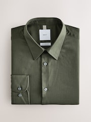 Verde oliva - Corte slim - Cotton Rich Textured Easy Care Smart Shirt - Imagen 7 de 9