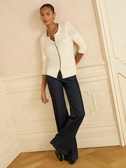 Love & Roses Ivory and Black Scallop Knitted Cardigan - Image 3 of 4