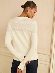 Love & Roses Ivory and Black Scallop Knitted Cardigan - Image 4 of 4