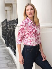 Pure Collection Red Washed Silk Loose Fit Shirt - Image 1 of 3