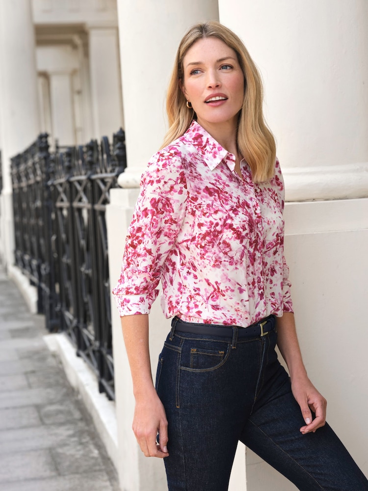 Pure Collection Red Washed Silk Loose Fit Shirt - Image 1 of 3