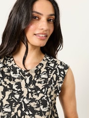 FatFace Tia Black Mono Texture Tank Top - Image 4 of 6