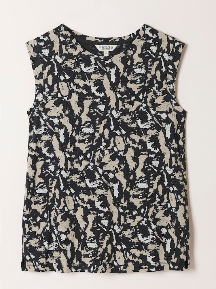 FatFace Tia Black Mono Texture Tank Top - Image 6 of 6