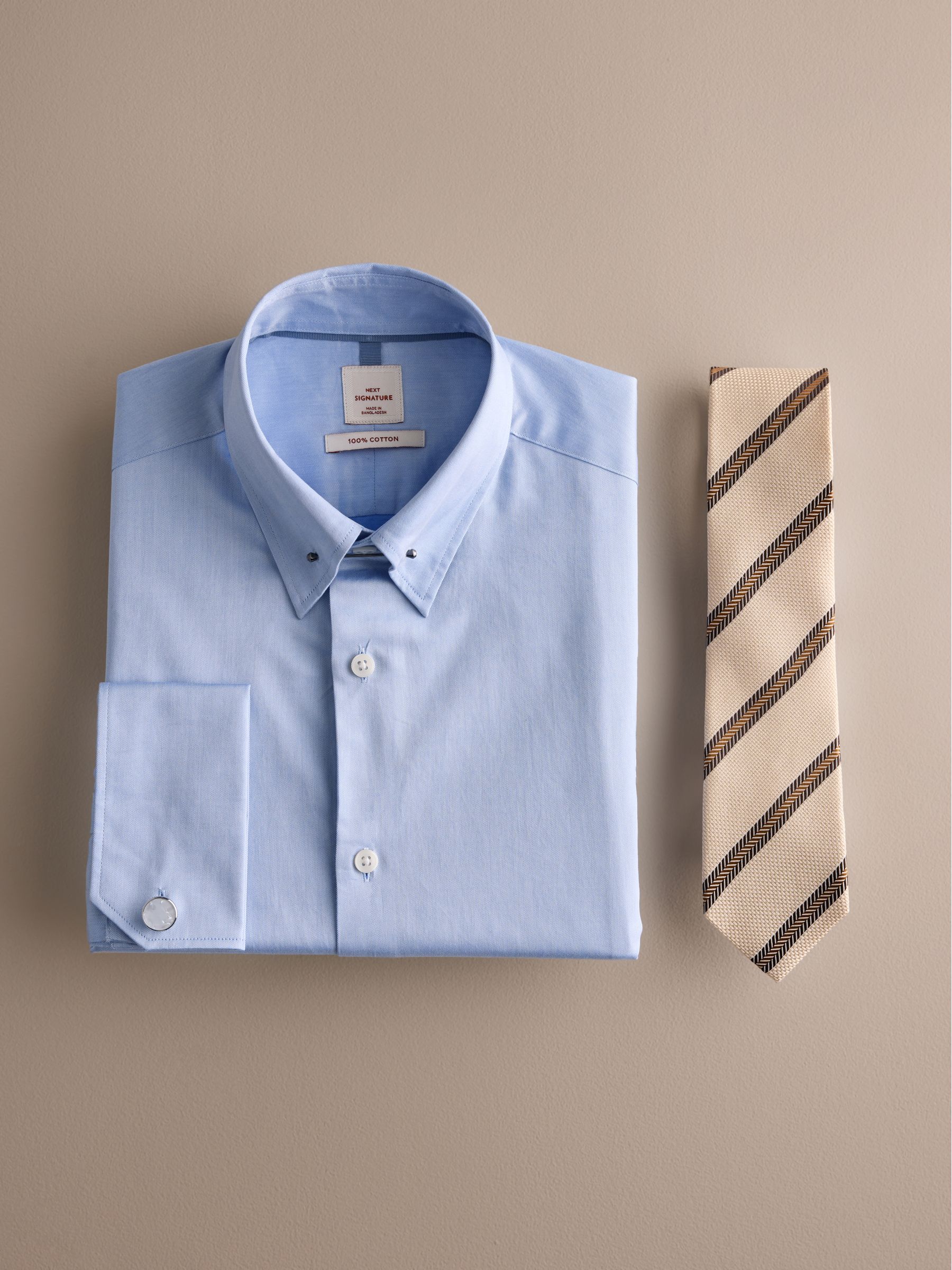 Buy Blue Signature Shirt and Tie Set with Pin from Next Romania