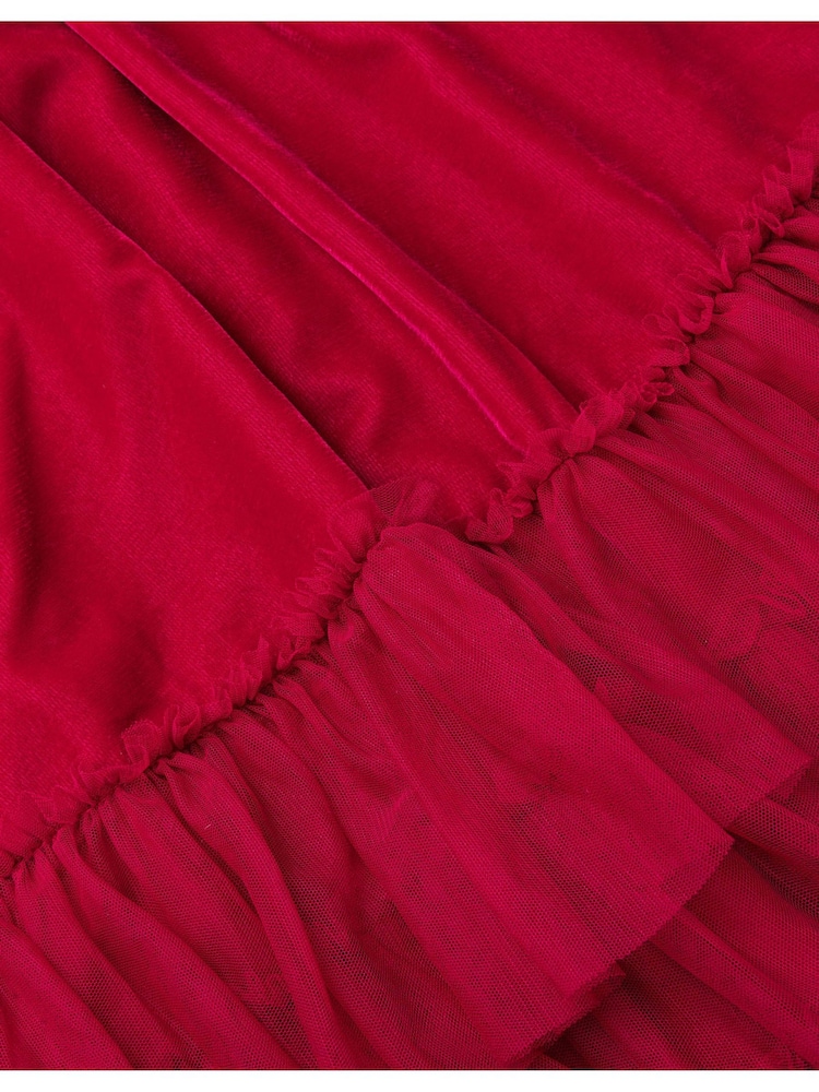 Monsoon Red Alexandra Velvet Ruffle Party Dress - Image 2 of 2 Monsoon Red Alexandra Velvet Ruffle Party Dress - Image 2 of 2