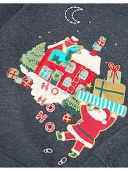 Monsoon Grey Christmas Santa Scene Sweatshirt - Image 3 of 3