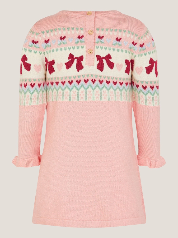 Monsoon Pink Baby Bear Pocket Knit Dress - Image 2 of 3 Monsoon Pink Baby Bear Pocket Knit Dress - Image 2 of 3