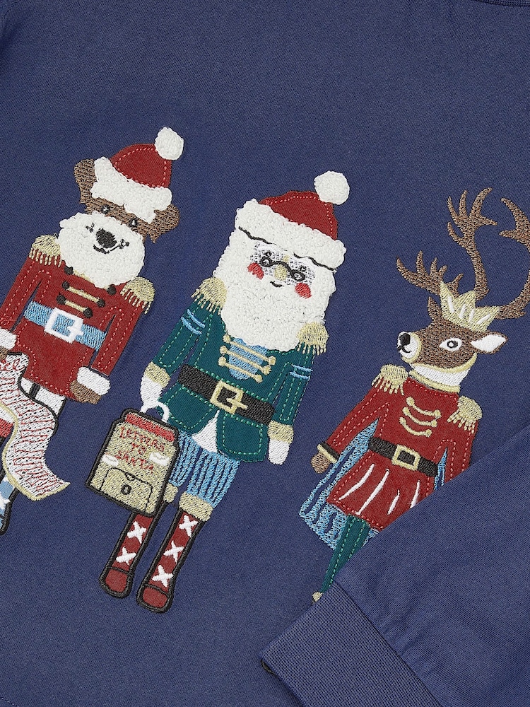 Monsoon Blue Nutcracker Jersey Long Pyjamas Set - Image 4 of 4 Monsoon Blue Nutcracker Jersey Long Pyjamas Set - Image 4 of 4