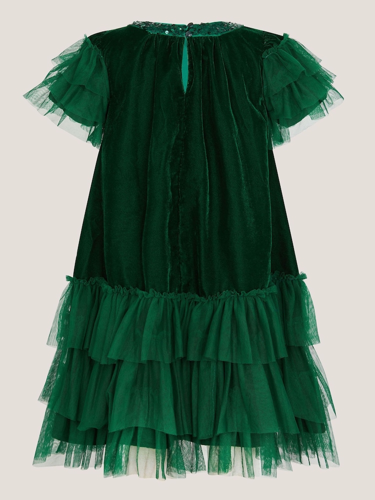 Monsoon Green Alexandra Velvet Ruffle Party Dress - Image 2 of 3