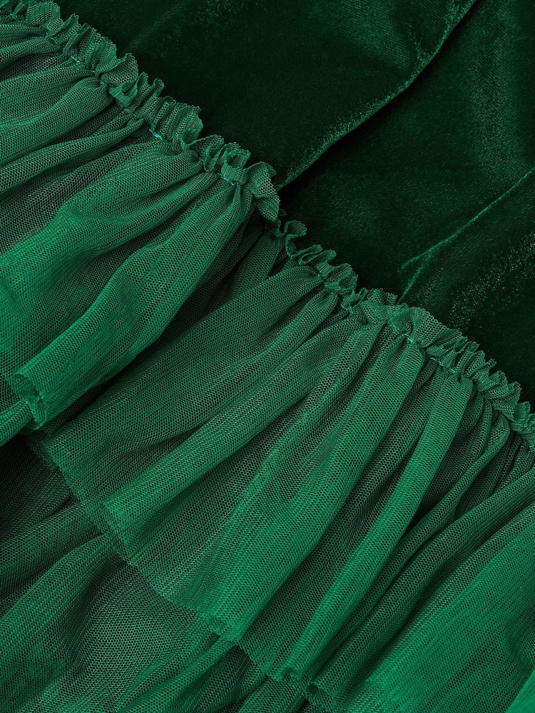 Monsoon Green Alexandra Velvet Ruffle Party Dress - Image 3 of 3 Monsoon Green Alexandra Velvet Ruffle Party Dress - Image 3 of 3