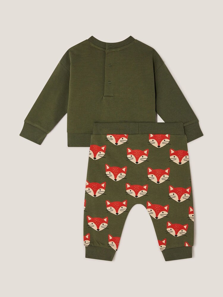 Monsoon Green Newborn Fox Jumper & Leggings Set - Image 2 of 3 Monsoon Green Newborn Fox Jumper & Leggings Set - Image 2 of 3