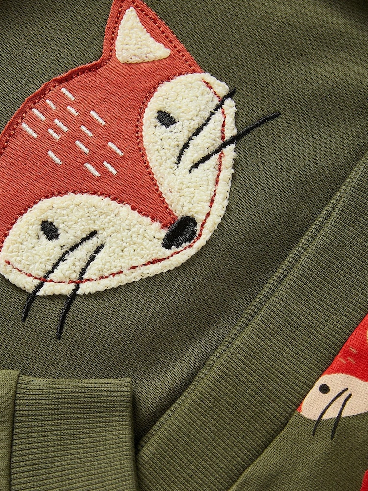 Monsoon Green Newborn Fox Jumper & Leggings Set - Image 3 of 3