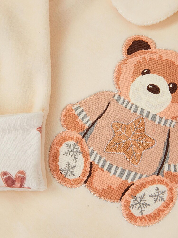 Monsoon Cream Baby Festive Bear Sleepsuit & Hat Set - Image 3 of 3 Monsoon Cream Baby Festive Bear Sleepsuit & Hat Set - Image 3 of 3