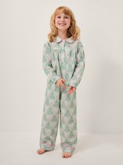 Monsoon Green Christmas Tree Print Long Pyjamas Set - Image 1 of 5