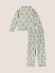 Monsoon Green Christmas Tree Print Long Pyjamas Set - Image 3 of 5