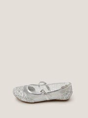 Monsoon Silver Glitter Mesh Ballet Flats - Image 1 of 3