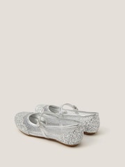 Monsoon Silver Glitter Mesh Ballet Flats - Image 2 of 3