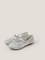 Monsoon Silver Glitter Mesh Ballet Flats - Image 3 of 3