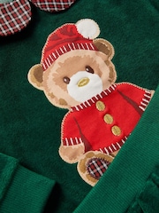Monsoon Green Newborn Bear Velour Sweatshirt & Joggers Set - Image 3 of 3