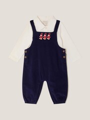 Monsoon Blue Newborn Bear Cord Dungarees & Shirt Set - Image 1 of 3