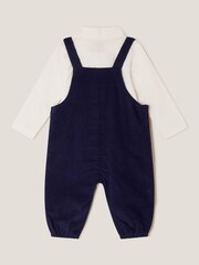 Monsoon Blue Newborn Bear Cord Dungarees & Shirt Set - Image 2 of 3
