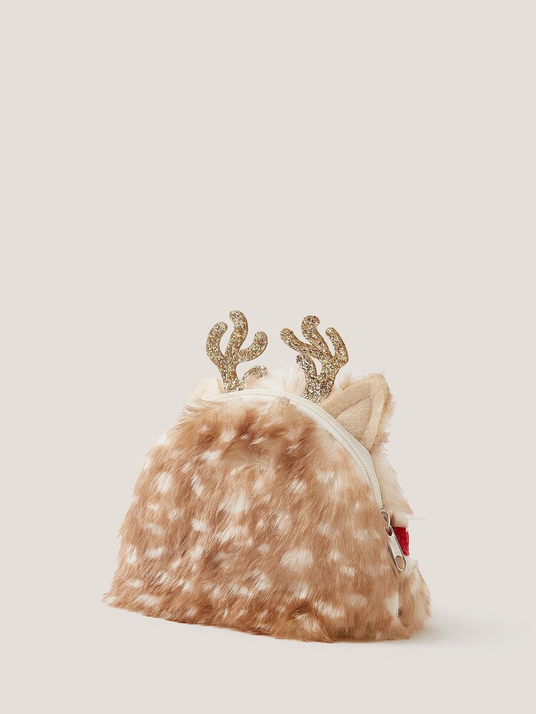 Monsoon Brown Faux Fur Reindeer Purse Bag - Image 2 of 4