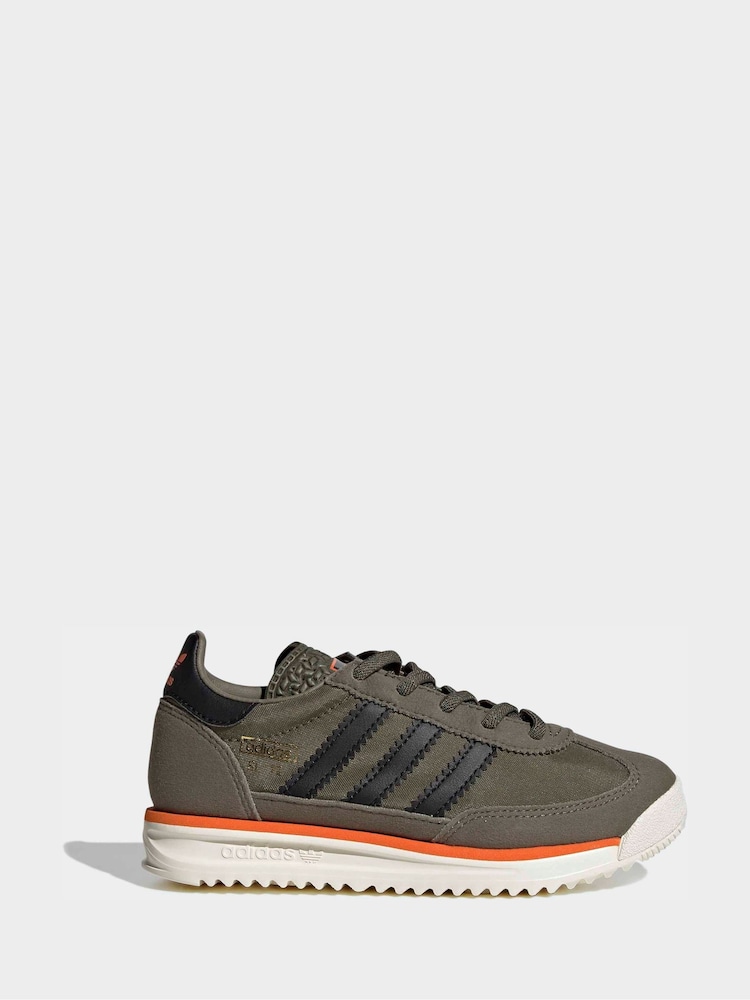 Caqui/negro - adidas Originals SL 72 RS Elastic Laces Kids Trainers - Imagen 2 de 10