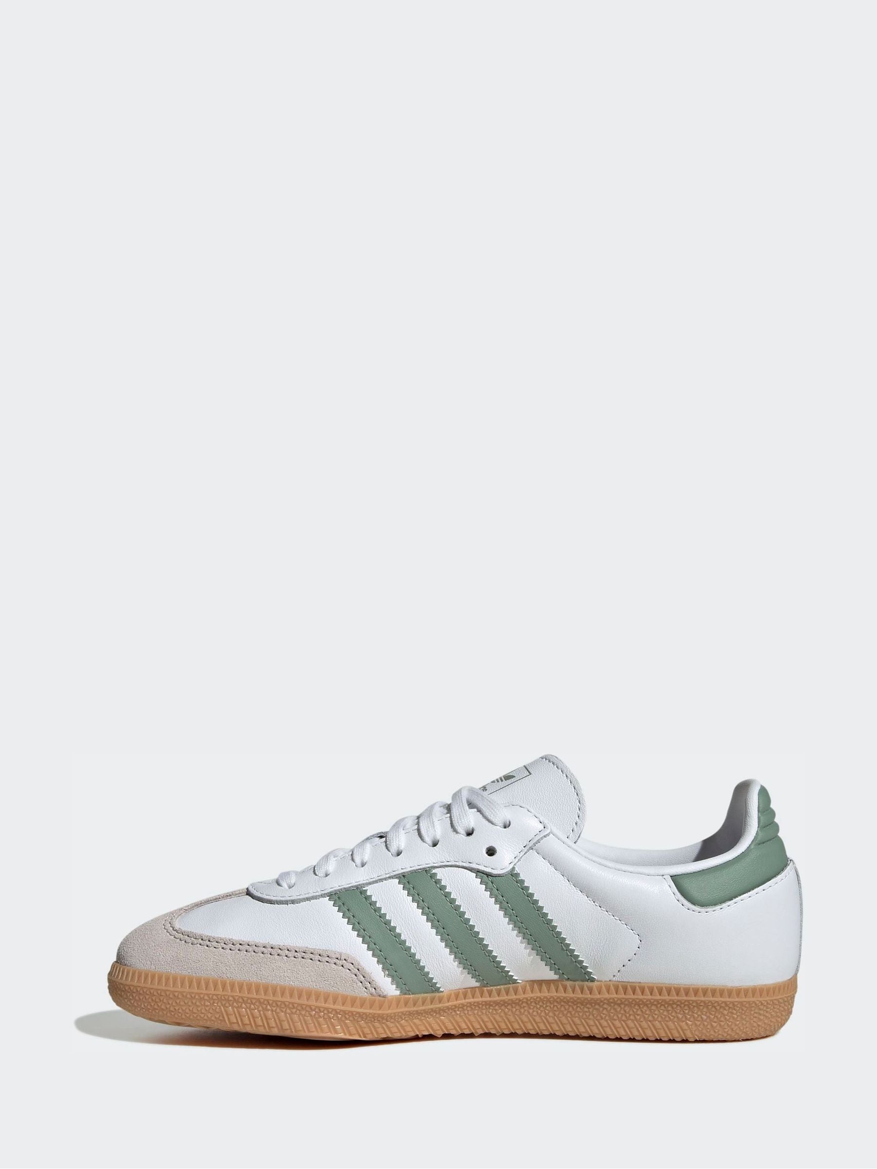 Buy adidas Originals White/Green Samba OG Junior Trainers from
