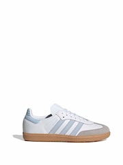 adidas Originals White/Grey/Pale Blue Samba OG Junior Trainers - Image 10 of 10