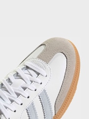 adidas Originals White/Grey/Pale Blue Samba OG Junior Trainers - Image 8 of 10