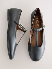 Sort - Forever Comfort® Ruskinds Tbar Flade Sko - Billede 1 af 5