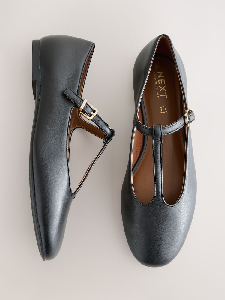 Sort - Forever Comfort® Ruskinds Tbar Flade Sko - Billede 1 af 5 Sort - Forever Comfort® Ruskinds Tbar Flade Sko - Billede 1 af 5