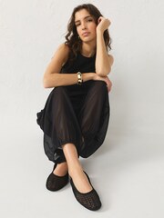 Black Forever Comfort® Round Toe Mesh Ballerina Flats - Image 3 of 7
