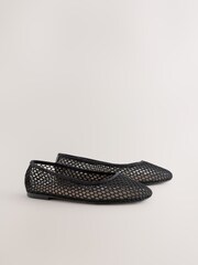 Black Forever Comfort® Round Toe Mesh Ballerina Flats - Image 4 of 7