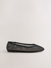 Black Forever Comfort® Round Toe Mesh Ballerina Flats - Image 5 of 7