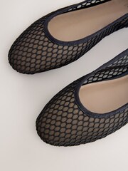 Black Forever Comfort® Round Toe Mesh Ballerina Flats - Image 6 of 7