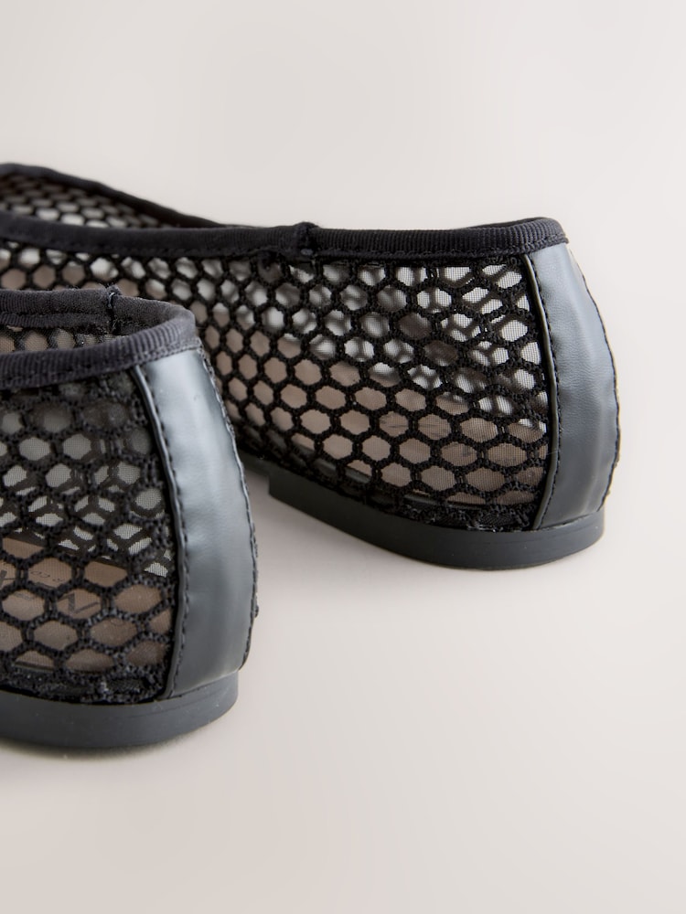 Black Forever Comfort® Round Toe Mesh Ballerina Flats - Image 7 of 7