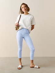 Blau, Vichy - Jersey-Leggings aus Denim mit Cropped-Fit - Bild 1 von 7