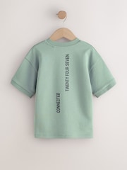 أخضر نعناعي - تيشرت ثقيل بكُم قصير مزيّن بطبعة غرافيك (3 - 16 سنة) - صورة 2 من 5