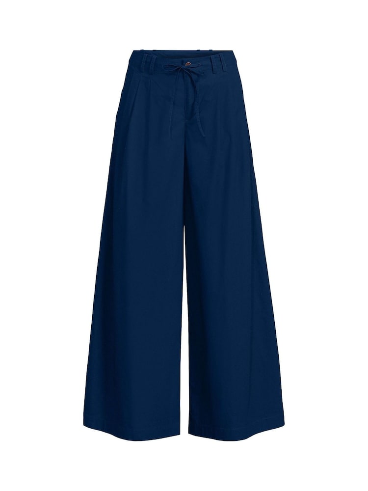 Lands' End Blue Poplin Wide Leg Trousers - Image 2 of 2 Lands' End Blue Poplin Wide Leg Trousers - Image 2 of 2