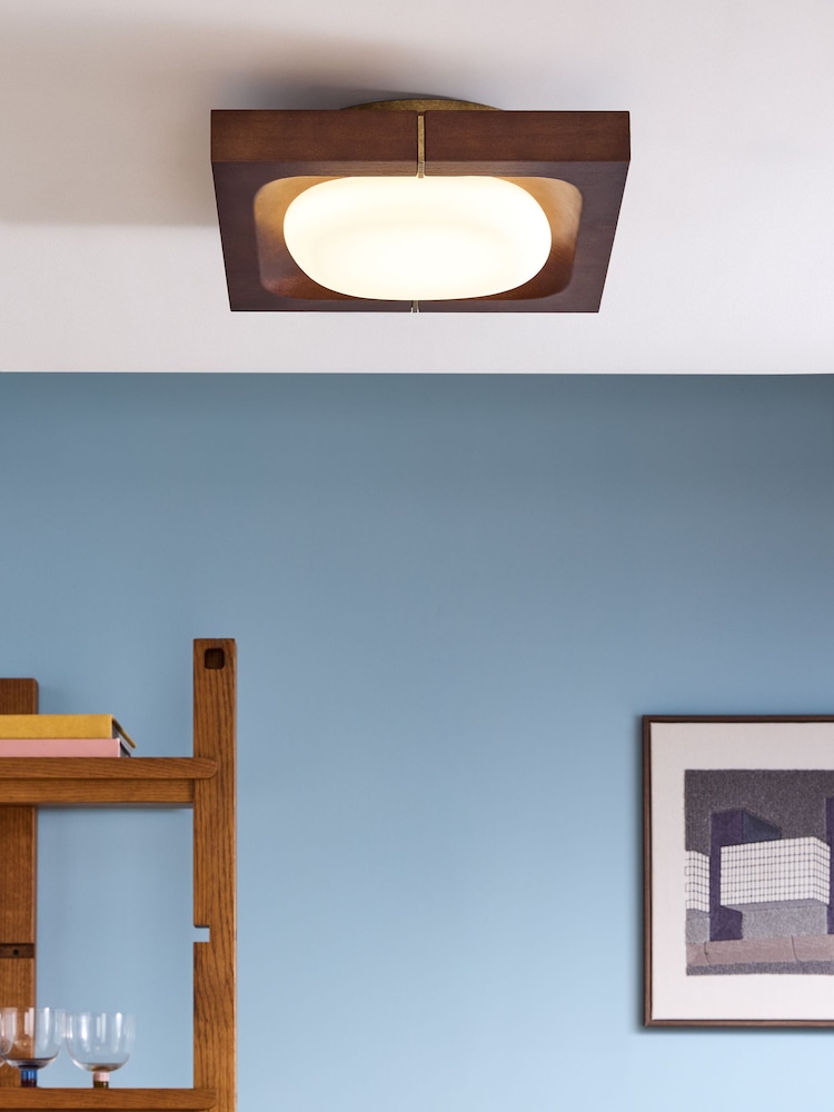 MADE.COM Wood Coffer Flush Light - Image 1 of 5 MADE.COM Wood Coffer Flush Light - Image 1 of 5
