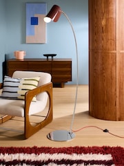 MADE.COM Chrome & Red Curve Floor Lamp - Image 1 of 5