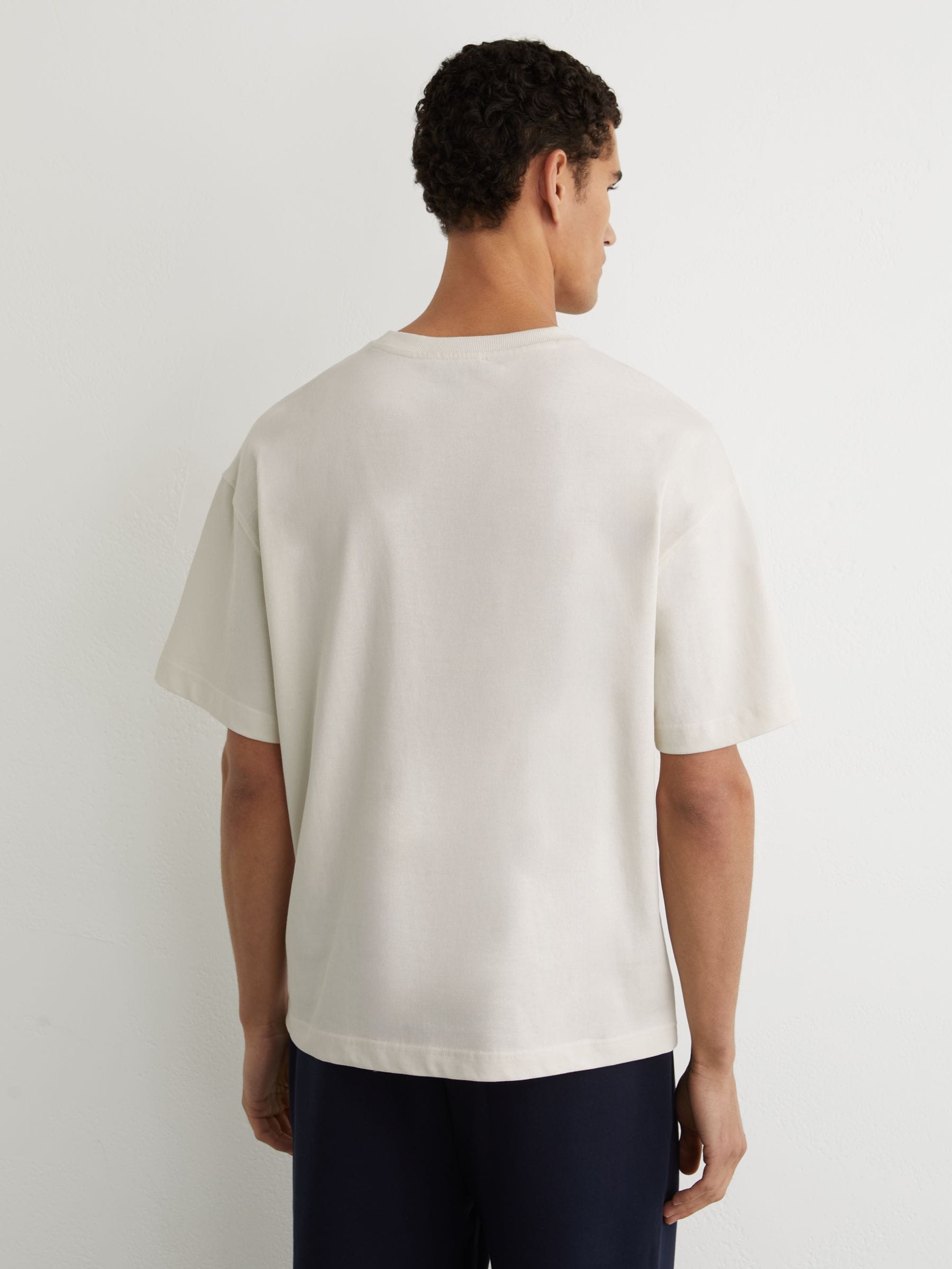 Buy Reiss White Rainer Monogram Embroidered Relaxed-Fit T-Shirt