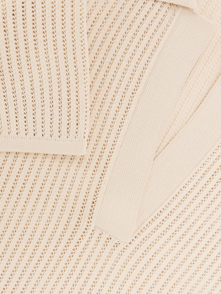 Փղոսկրի - Reiss Pippa Open-Stitch Knitted Polo Top - Պատկեր 6 6-ից