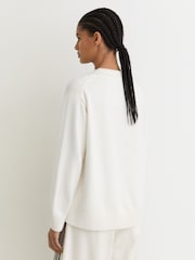 Reiss Ivory Cherish Cotton and Wool V-Neck Jumper - Image 5 of 6